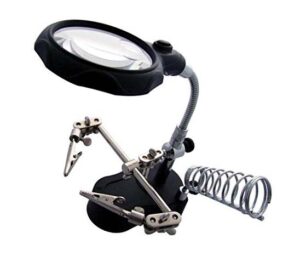 Multifunctional Magnifying Glass and Soldering Iron Stand with LED Light sharvielectronics.com