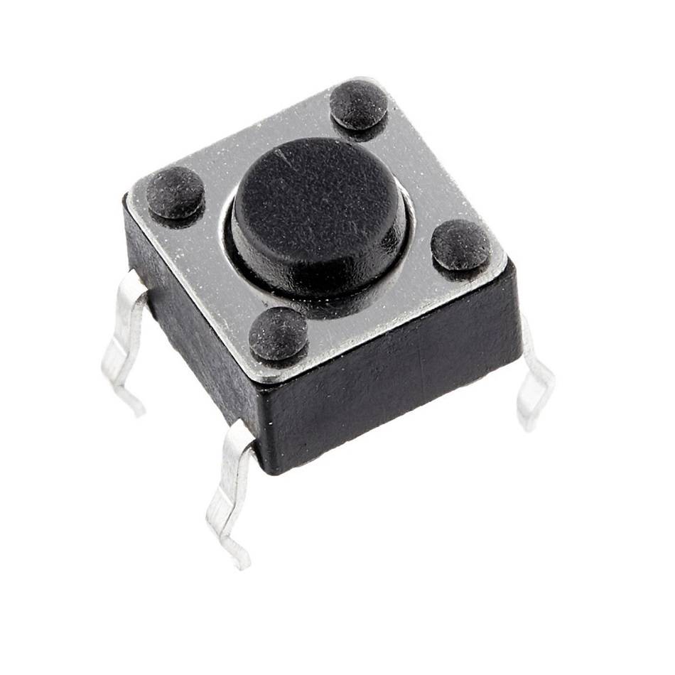 6x6x5mm Tactile Push Button Switch Black - DIP Package