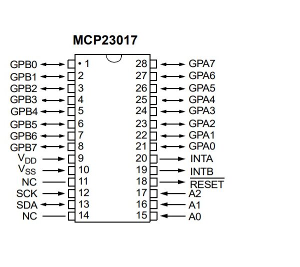 MCP23017 IC - 16-Bit Input/Output Expander with I2C Interface IC