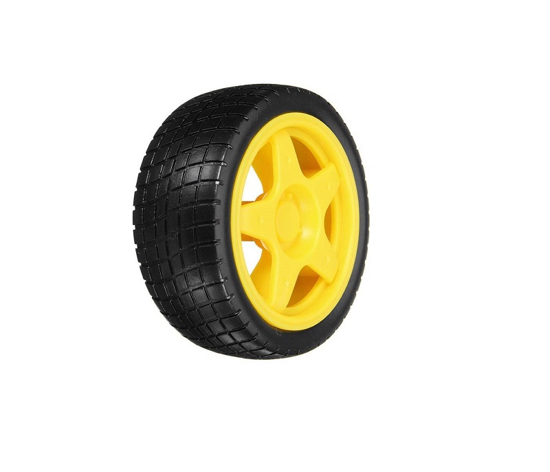 Sharvielectronics: Best Online Electronic Products Bangalore | Tracked Rubber Wheel for BO Motor Yellow 65mm x 26mm Sharvielectronics | Electronic store in Karnataka