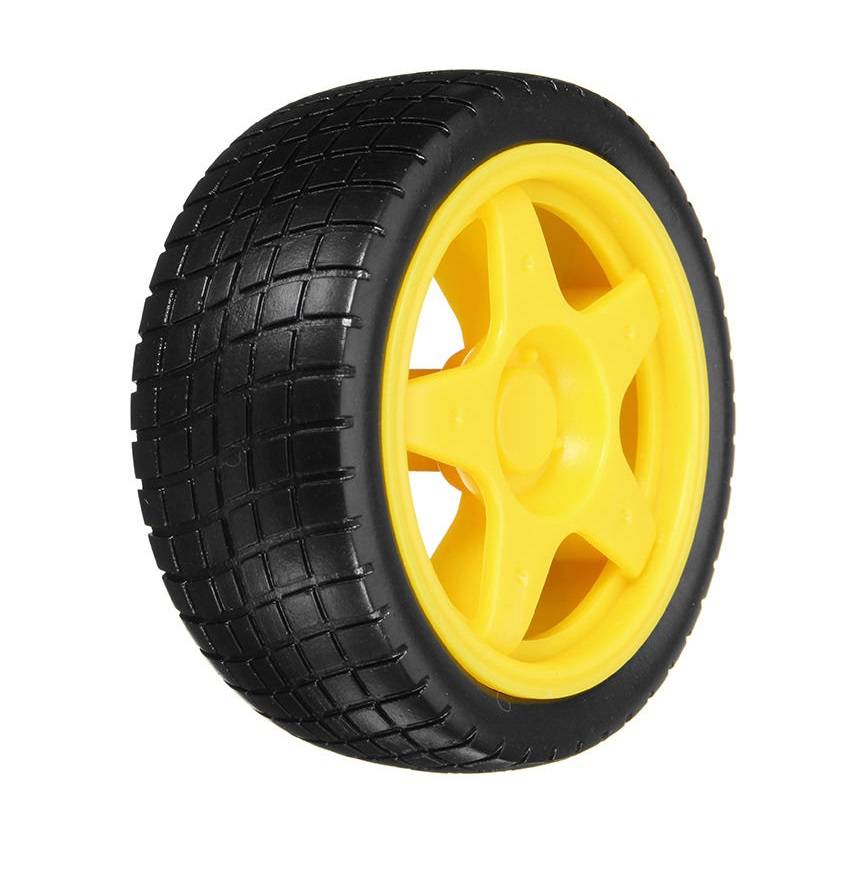 Tracked Rubber Wheel for BO Motor-Yellow-65mm x 26mm
