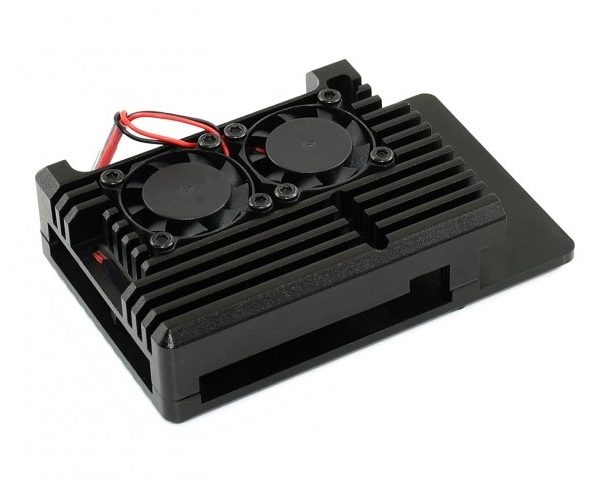 Black Armour Aluminium Alloy Case For Raspberry Pi 4 Dual Cooling Fan sharvielectronics.com