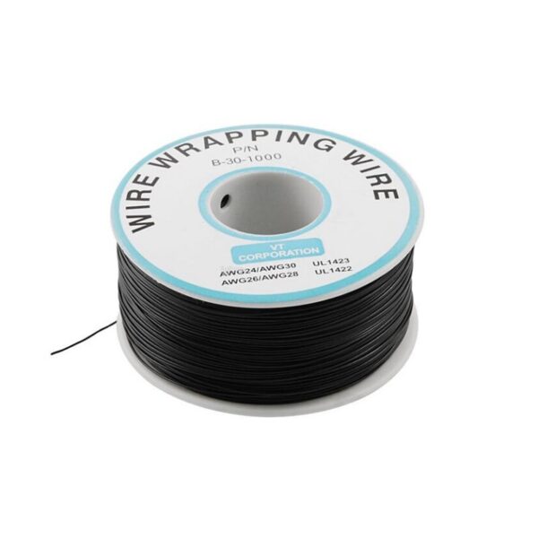 B-30-1000 Insulated PVC Coated 30AWG Wire Wrapping Wire-Black-230 Meters Sharvielectronics
