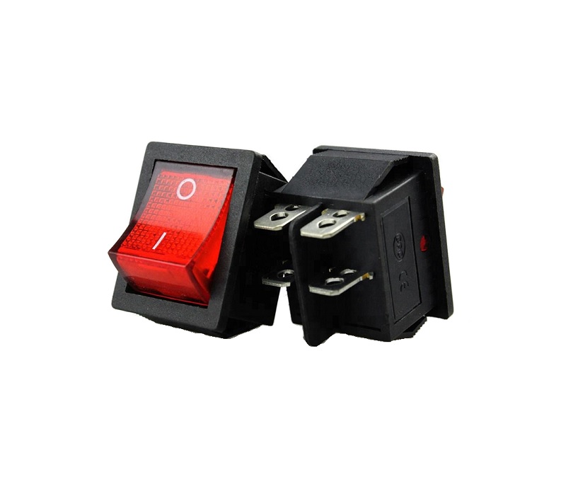 Red Button 4 Pin DPST ON/OFF Illuminated Car Rocker Switch AC 250V 15/30A 