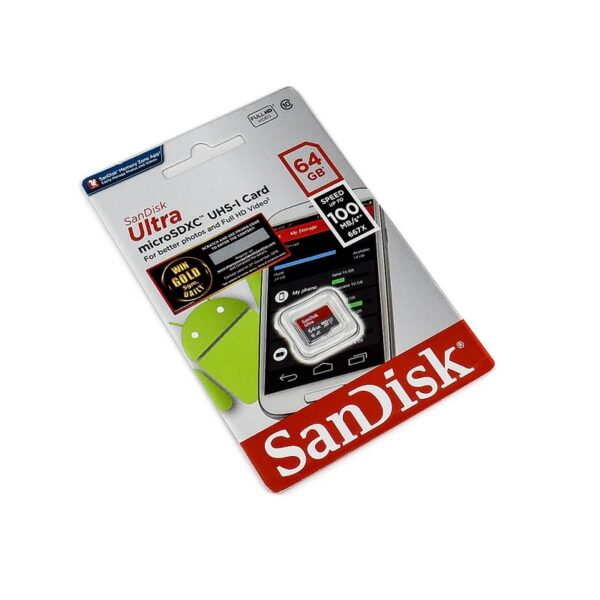 Sandisk 64GB Class 10 Ultra MicroSD UHS-U1A1 Card-100Mbps