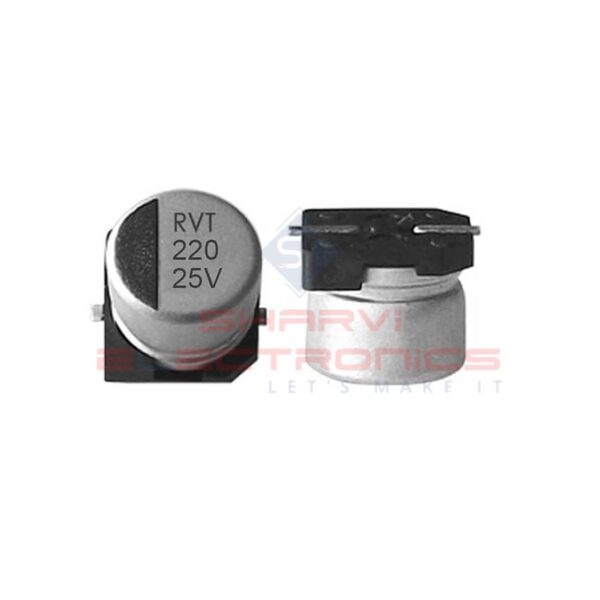 220uF 25V Elec Capacitor-SMD-Pack of 5