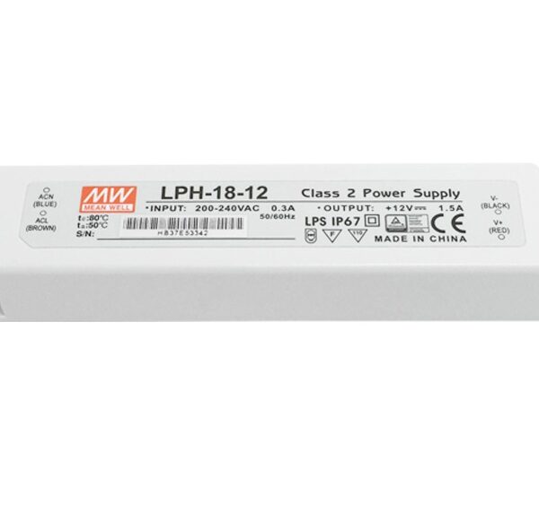 LPH-18-12 Mean Well SMPS - 12V 1.5A 18W Waterproof LED Power Supply sharvielectronics.com