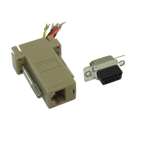 DB9 Male to RJ45 Modular Adapter Ivory (Plugs into DB9 RS232 Serial Port and converts it to an RJ45)