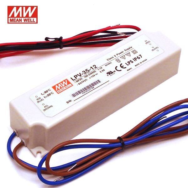 LPV-35-12 Mean Well SMPS - 12V 3A 36W Waterproof LED Power Supply sharvielectronics.com