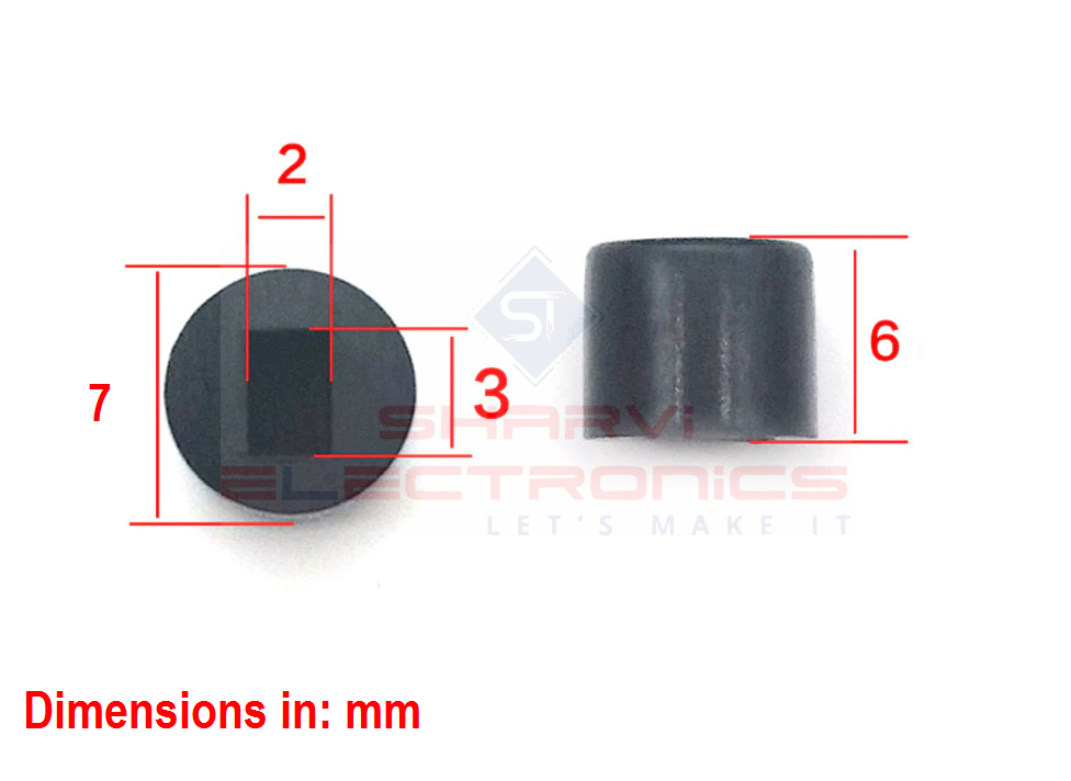 Black Round Switch CAP For Tactile Self-locking (Non-Self- Locking ) Push Button-Pack of 5_Sharvielectronics