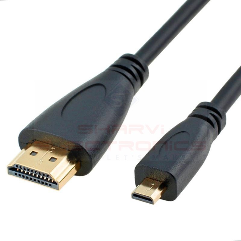 Micro HDMI Male to Standard HDMI Male Cable for Raspberry Pi 4 sharvielectronics.com