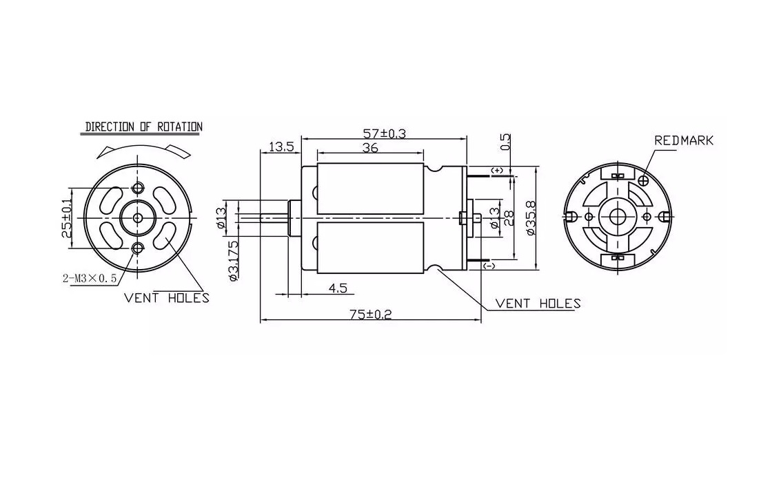 RS-555 Motor Multipurpose Brushed 12Volt DC Motor for DIY applications PCB Drill 1