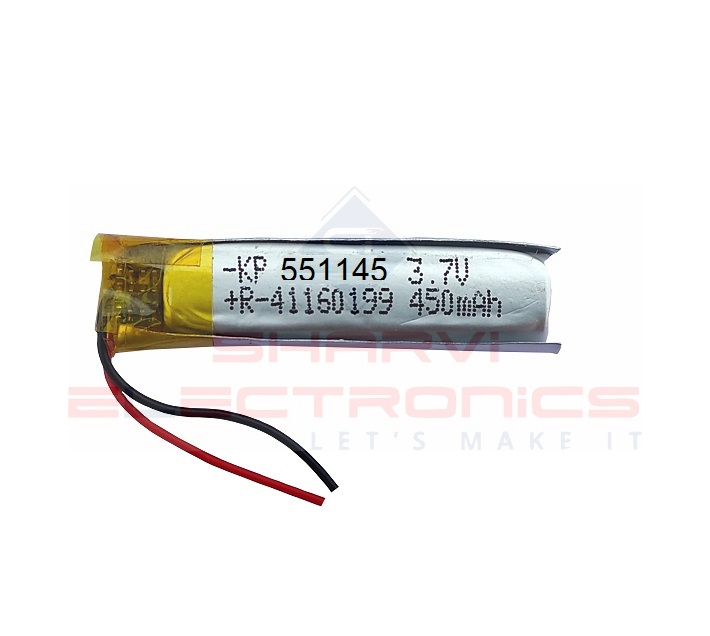 3.7V 450mAH (Lithium Polymer) Lipo Rechargeable Battery Model KP-551145
