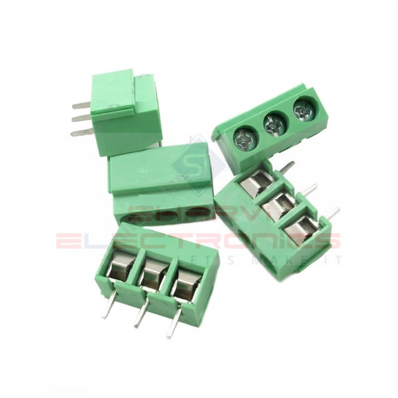 3 Pin 5mm Screw Terminal YX 126 (Dark Green) - 2 Pieces Pack Sharvielectronics
