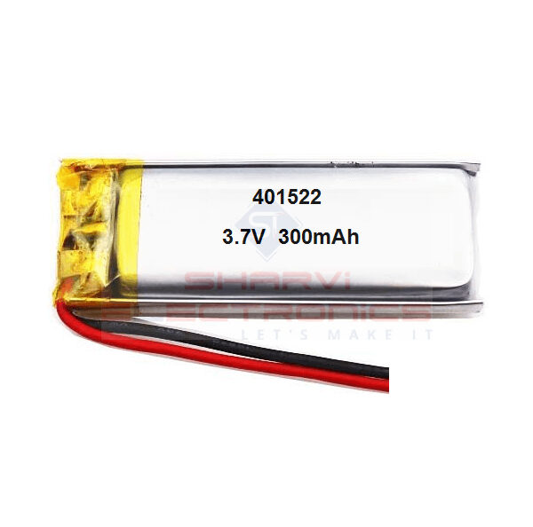 3.7V 300mAH (Lithium Polymer) Lipo Rechargeable Battery Model 401522 Sharvielectronics