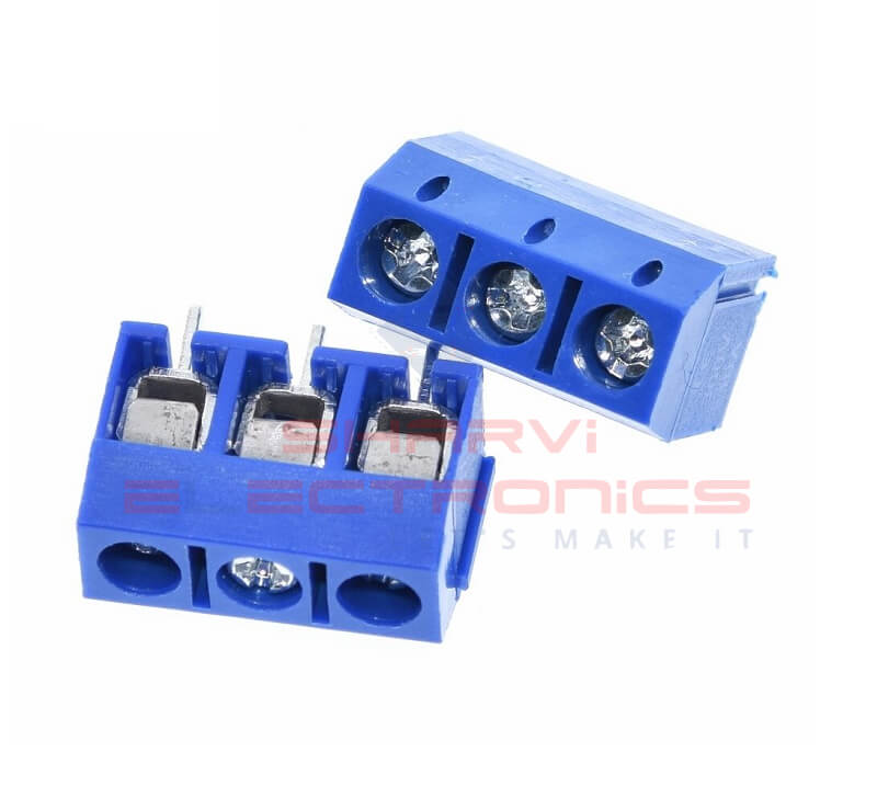 3 Pin 5.08mm Screw Terminal KF301 (Blue) - 2 Pieces Pack Sharvielectronics