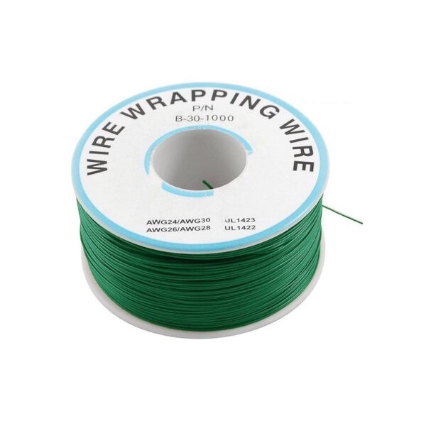 B-30 1000 Insulated PVC Coated 30AWG Wire Wrapping Green Wire-230 Meter Sharvielectronics