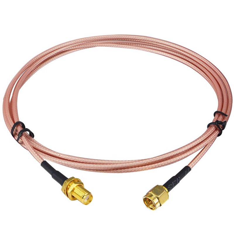 RF RG178 SMA Male to SMA Female Nut Bulkhead Crimp Antenna Low Loss Coaxial Cable - 1 Meter Cable Length