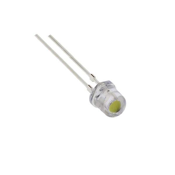 5mm White Straw Hat LED - Clear