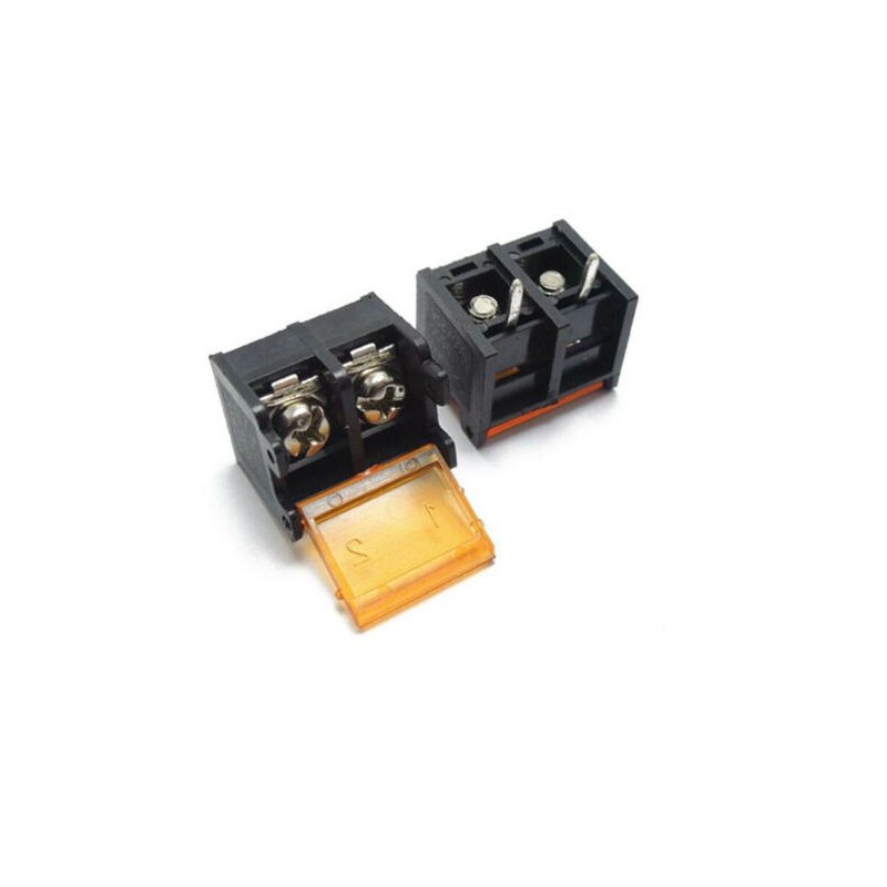 2 Pin Barrier Terminal Block Connector with Flap Cover Lid - 9.5 mm