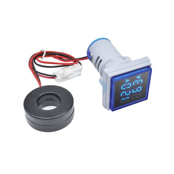 22mm 0-100A AC 50-500V 20-75Hz Digital Voltmeter Ammeter- Blue