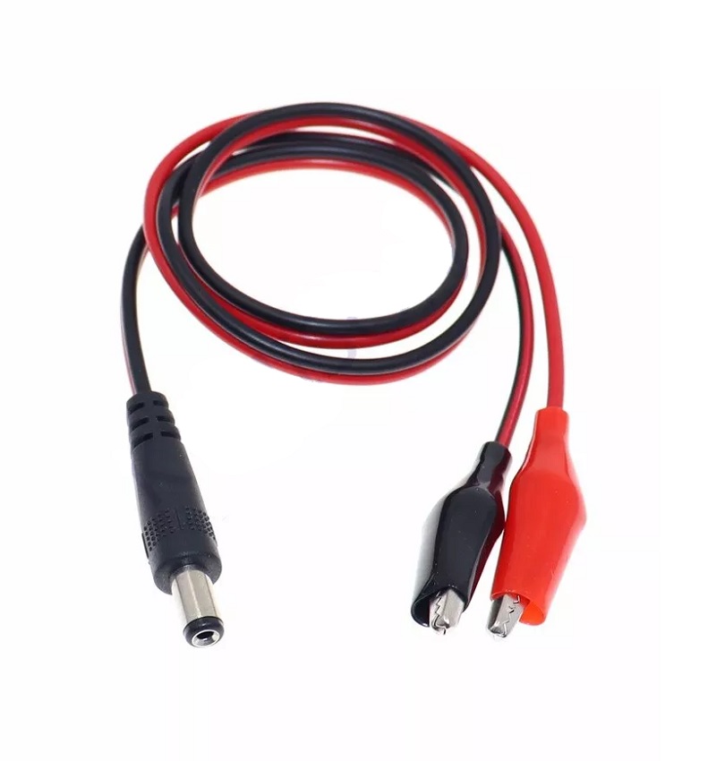 5.5x2.1mm DC Jack Male Plug To Alligator Clip With - 1 Meter Cable