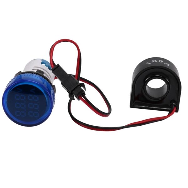AD101-22VAM - AC50~500V 0~100A Digital LED Voltmeter Ammeter Indicator Blue Lamp - 22mm Diameter