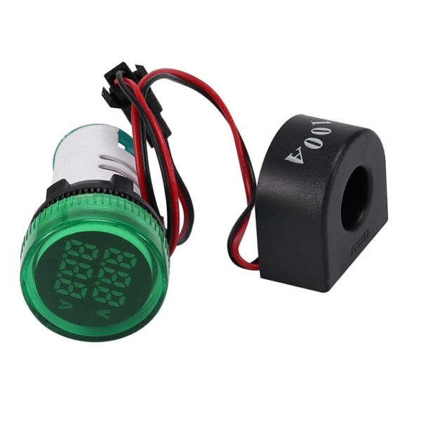 AD101-22VAM - AC50~500V 0~100A Digital LED Voltmeter Ammeter Indicator Green Lamp - 22mm Diameter