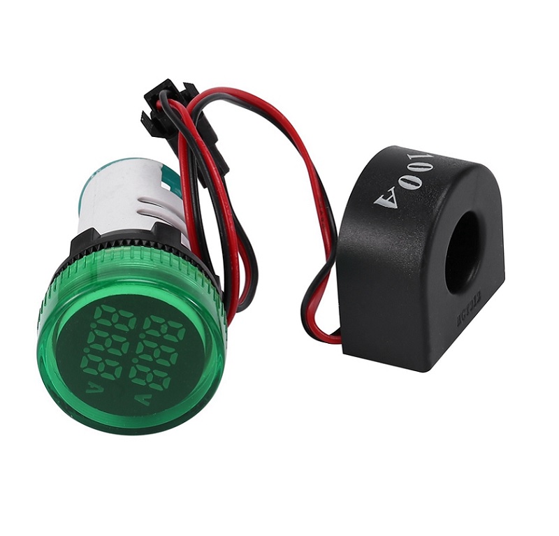 AD101-22VAM - AC50~500V 0~100A Digital LED Voltmeter Ammeter Indicator Green Lamp - 22mm Diameter