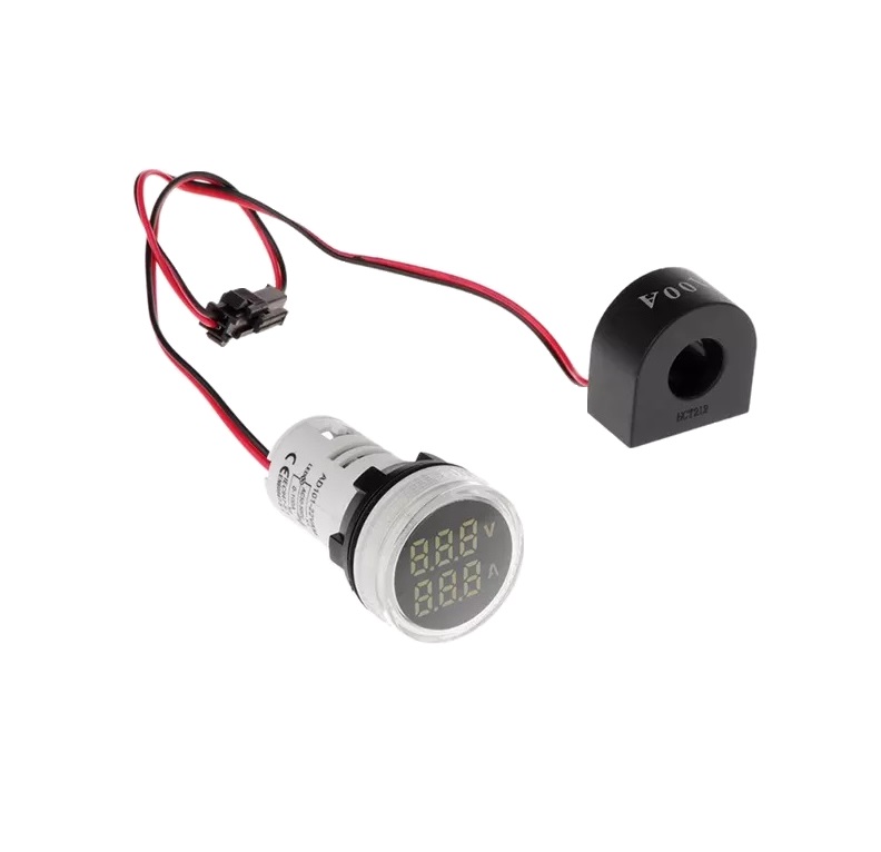 AD101-22VAM - AC50~500V 0~100A Digital LED Voltmeter Ammeter Indicator White Lamp - 22mm Diameter