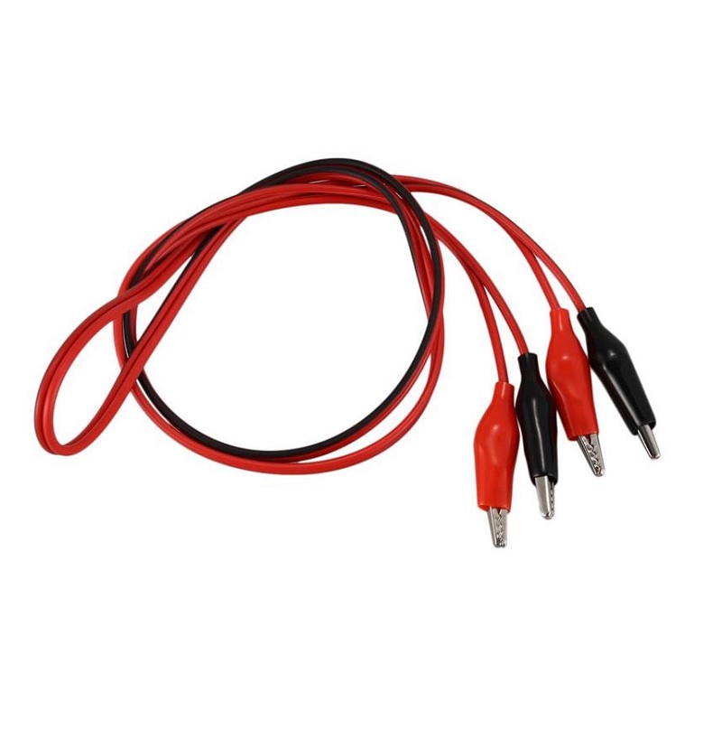 Dual Red And Black Test Leads Alligator Clips Jumper Cable - 1 Meter Cable