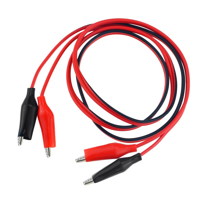 Dual Red And Black Test Leads Alligator Clips Jumper Cable - 1 Meter Cable