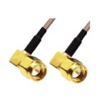RF RG178 SMA Right Angle Male to SMA Right Angle Male Low Loss Coaxial Cable - 1.5 Meter Cable Length