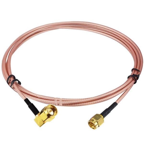 RF RG178 SMA Right Angle Male to SMA Straight Male Low Loss Coaxial Cable - 1.5 Meter Cable Length