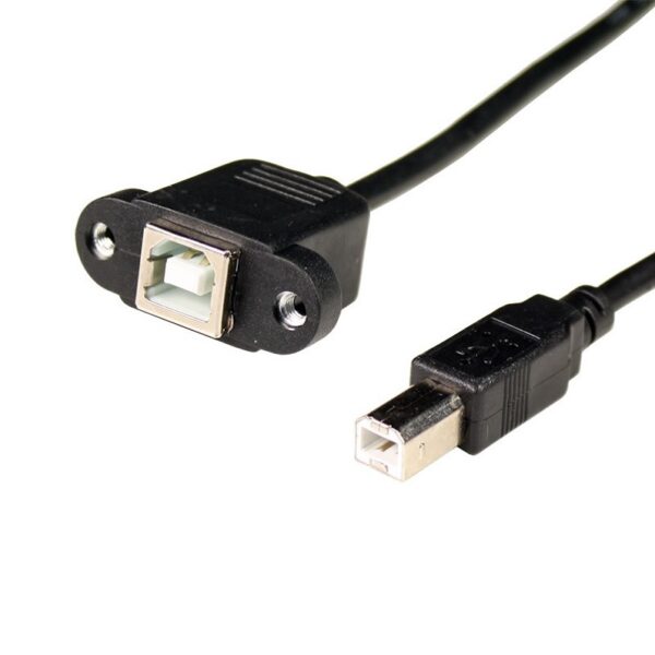 USB B-Type Male To USB B-Type Female Panel Mounting Extension Cable - 0.5 Meter