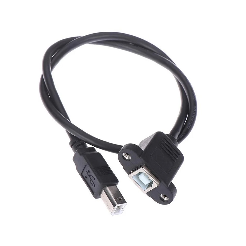 USB B-Type Male To USB B-Type Female Panel Mounting Extension Cable - 0.5 Meter