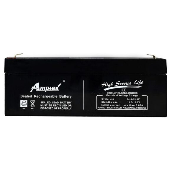 12V 2.2Ah Rechargeable Sealed Lead Acid Battery - AT12-2.2 Amptek