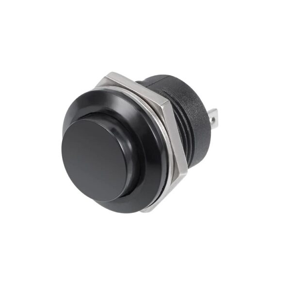 R13-507 - 16mm 2 Pin Momentary Round Push Button - Black