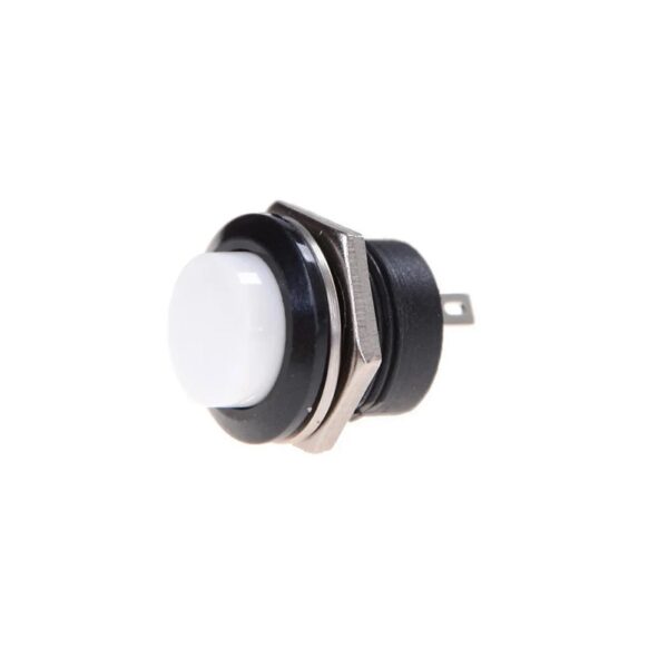 R13-507 - 16mm 2 Pin Momentary Round Push Button - White