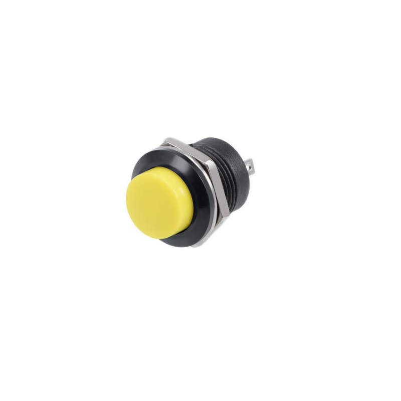R13-507 - 16mm 2 Pin Momentary Round Push Button - Yellow
