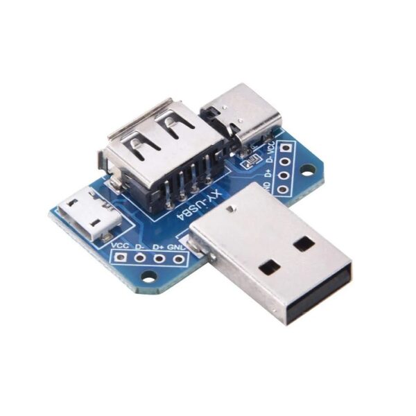 XY-USB4 - 4 in 1 USB Adapter Board Male To Female Micro USB And Type-C USB 4Pin - 2.54mm Header Pitch