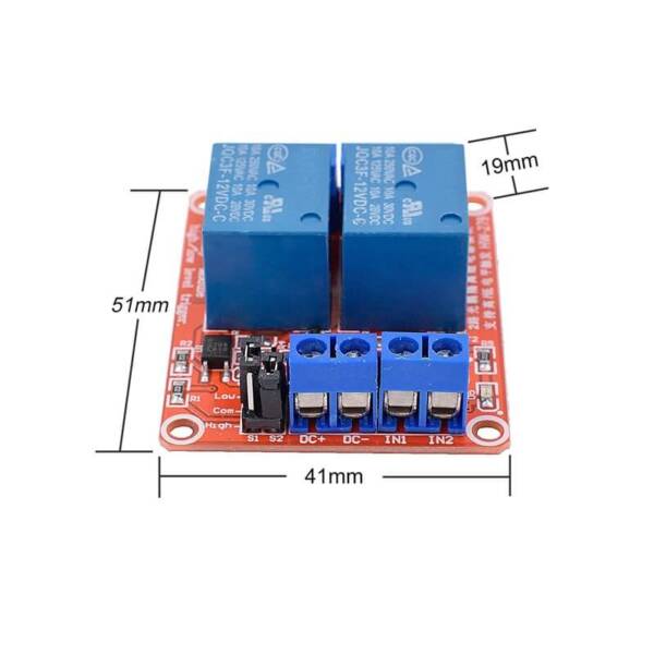 2 Channel 12V Relay Module With High And Low Level Trigger Voltage