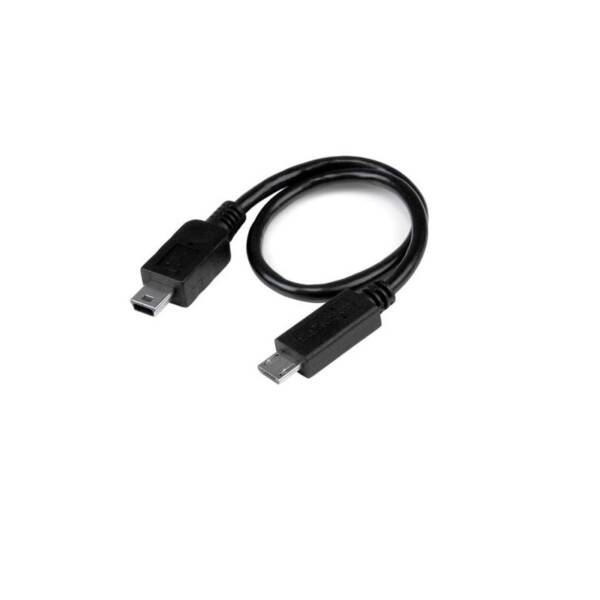 Micro USB Male Type-B to Mini USB Male Type-B Straight OTG Adapter Cable - 200mm Length
