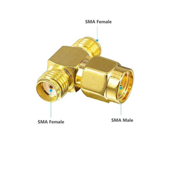Tee Type SMA Male to Dual SMA Female Adapter 3 Way SMA Male To Two Side Female Splitter Connector