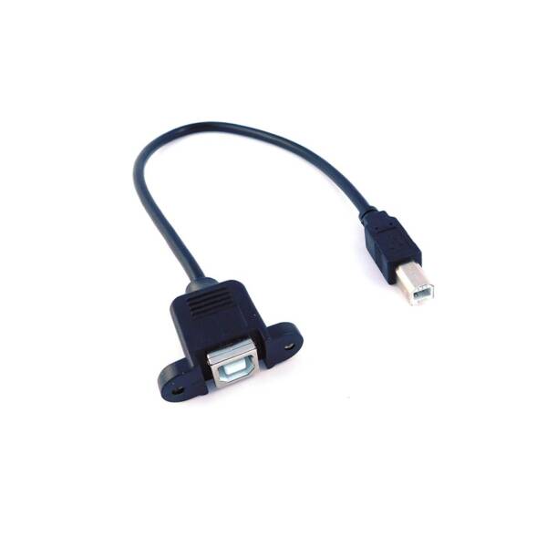USB 2.0 Type B Male To Type B Female Printer Extension Cable With Panel Mount- 30cm