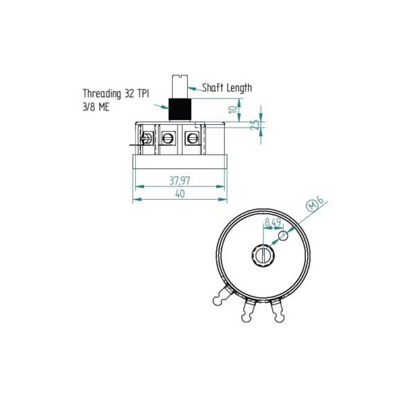 V.R-3-100K - 100K Ohm 3 Watt Potentiometer Single Turn ±10% Tolerance - POTEN