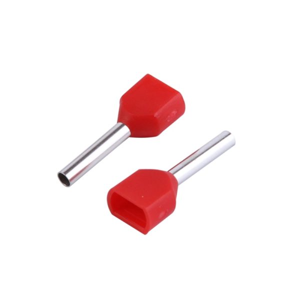 JG-TE1008 - 2X1.0mm²X8mm Insulated Twin Cord End Terminal - Red