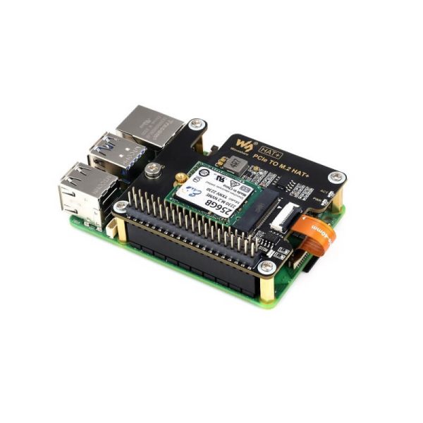 PCIe To M.2 Adapter for Raspberry Pi 5 Supports NVMe Protocol M.2 Solid State Drive High-speed Reading/Writing HAT + Standard - Waveshare