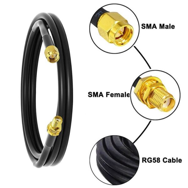 SMA Male to SMA Female Nut Bulkhead Crimp Antenna Low Loss Coaxial Cable - 1 Meter Cable Length