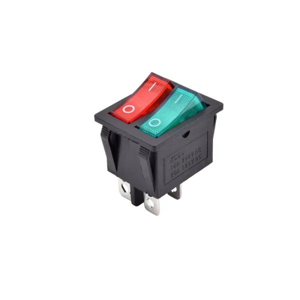 KCD3-2-202 15A 250V 4Pin Double Rocker Power Switch Red And Green